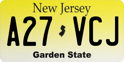 NJ license plate A27VCJ