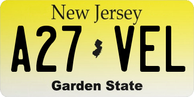 NJ license plate A27VEL