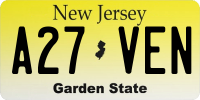 NJ license plate A27VEN