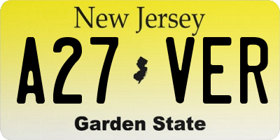 NJ license plate A27VER