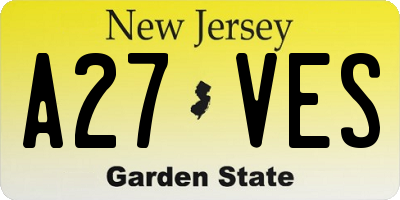NJ license plate A27VES