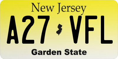 NJ license plate A27VFL