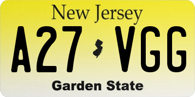 NJ license plate A27VGG