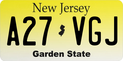 NJ license plate A27VGJ