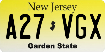 NJ license plate A27VGX