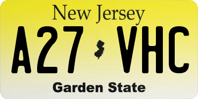 NJ license plate A27VHC