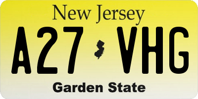 NJ license plate A27VHG