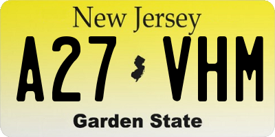 NJ license plate A27VHM