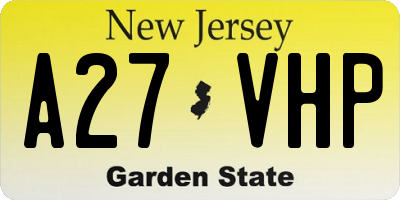 NJ license plate A27VHP