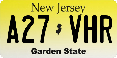 NJ license plate A27VHR