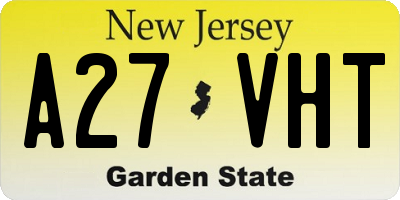 NJ license plate A27VHT