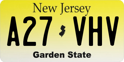 NJ license plate A27VHV