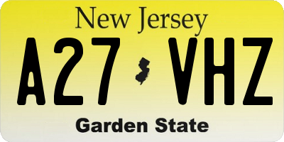 NJ license plate A27VHZ
