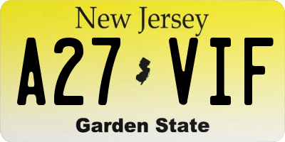 NJ license plate A27VIF