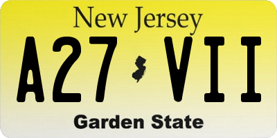 NJ license plate A27VII