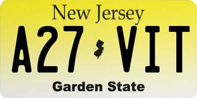 NJ license plate A27VIT