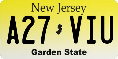 NJ license plate A27VIU