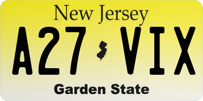 NJ license plate A27VIX