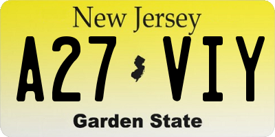 NJ license plate A27VIY