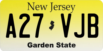 NJ license plate A27VJB