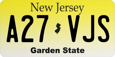 NJ license plate A27VJS