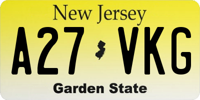NJ license plate A27VKG