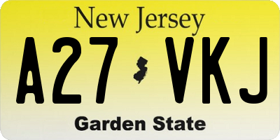 NJ license plate A27VKJ