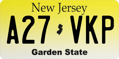 NJ license plate A27VKP