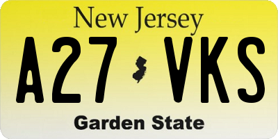 NJ license plate A27VKS