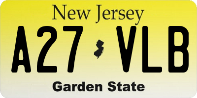 NJ license plate A27VLB