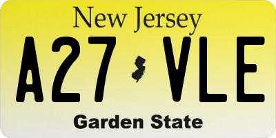 NJ license plate A27VLE