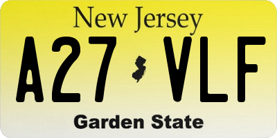 NJ license plate A27VLF