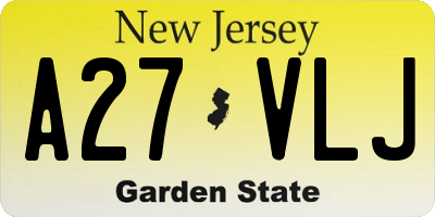 NJ license plate A27VLJ