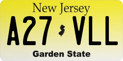 NJ license plate A27VLL