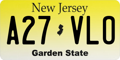 NJ license plate A27VLO