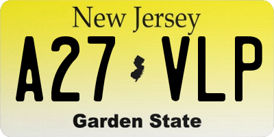 NJ license plate A27VLP
