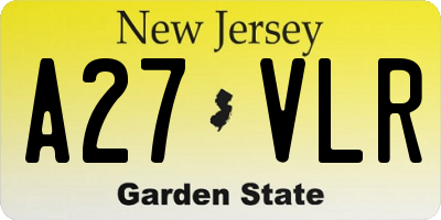 NJ license plate A27VLR