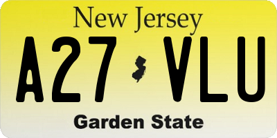 NJ license plate A27VLU