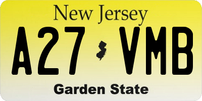 NJ license plate A27VMB