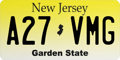 NJ license plate A27VMG
