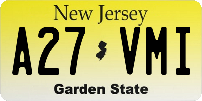 NJ license plate A27VMI