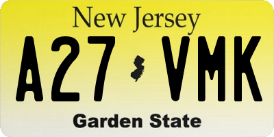 NJ license plate A27VMK