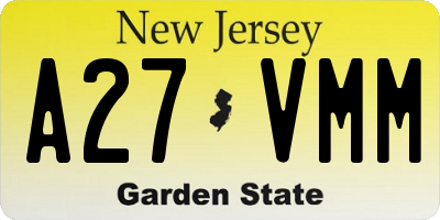 NJ license plate A27VMM