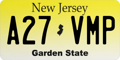NJ license plate A27VMP