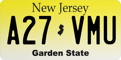 NJ license plate A27VMU