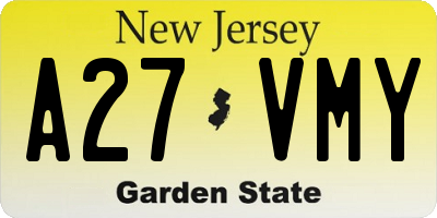 NJ license plate A27VMY