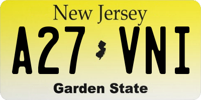 NJ license plate A27VNI