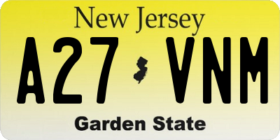 NJ license plate A27VNM