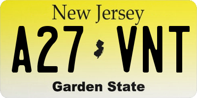 NJ license plate A27VNT