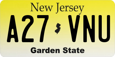 NJ license plate A27VNU